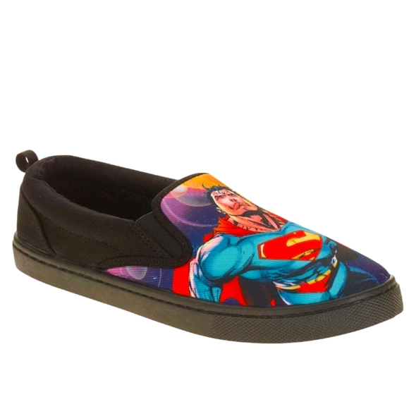 #83 DC Comics Superman 7 Men Canvas Slip On Shoes Sneakers - Picture 3 of 7